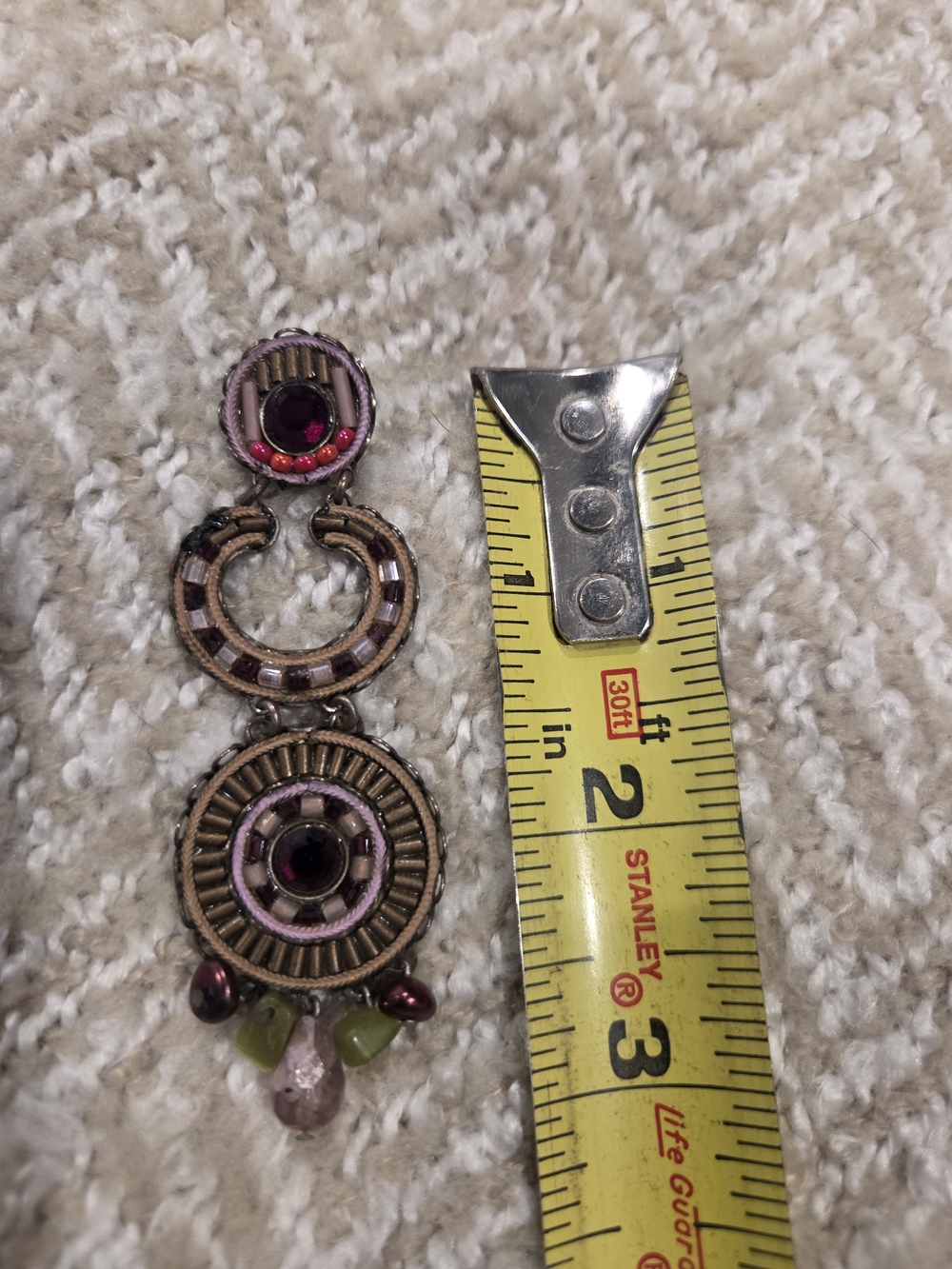 Bohemian Pink & Purple Multi-Bead Drop Earrings - Picture 4 of 5